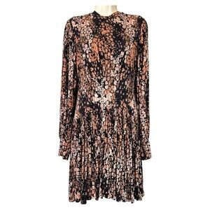 Free People Heartbeats Mini Dress Med Long Sleeves Cuffed Blouson Fitted Waist